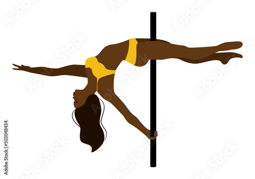 pole dancer african woman on white background
