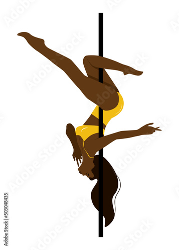 pole dancer african woman on white background