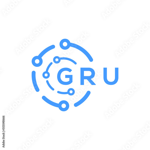 GRU technology letter logo design on white  background. GRU creative initials technology letter logo concept. GRU technology letter design. photo
