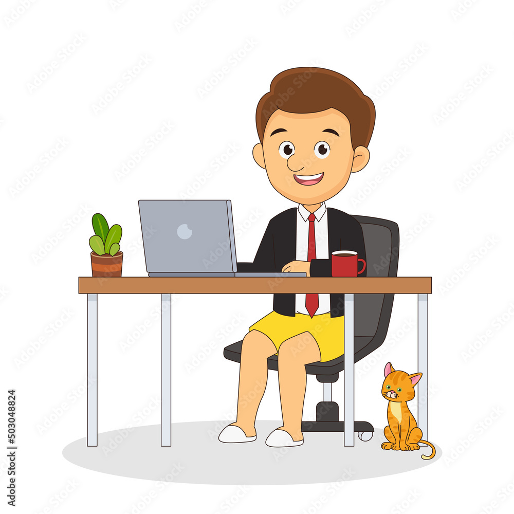 Happy Man working from home