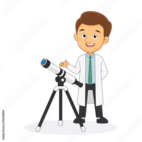 Astronomer looking through telescope