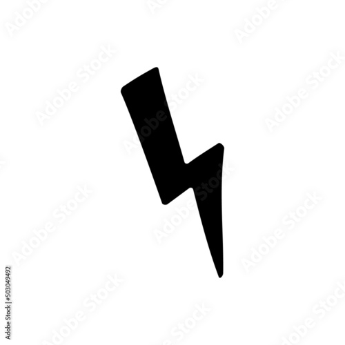 Hand drawn electric lightening element. Comic doodle sketch style. Thunderbolt for flash, energy concept icon. Vector illustration