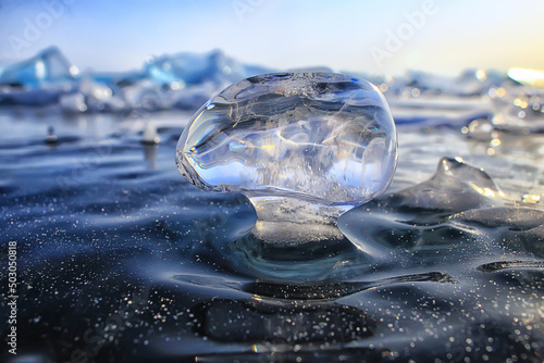 Cuadro en lienzo piece of ice baikal on ice, nature winter season crystal water transparent outdo