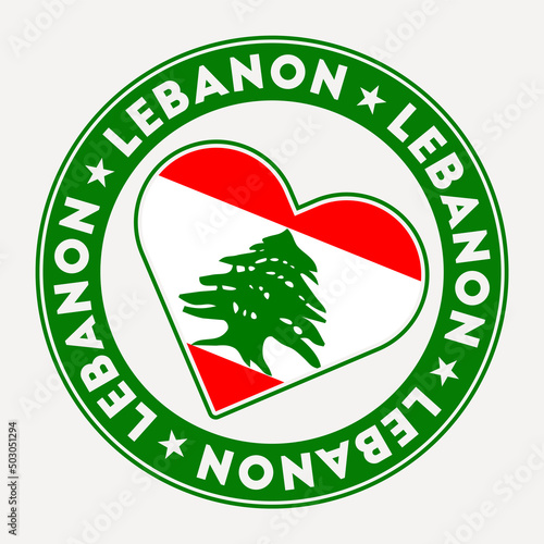 Lebanon heart flag badge. From Lebanon with love logo. Support the country flag stamp. Vector illustration.
