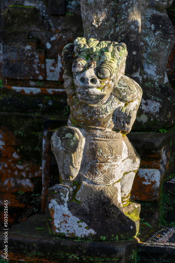 Close up of ancient statue at Ulun Danu Beratan temple