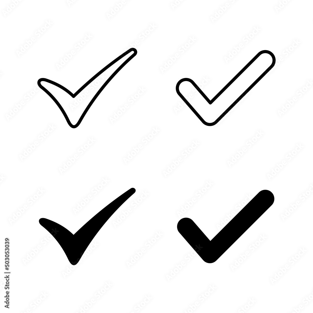 Check mark icons vector. Tick mark sign and symbol Stock Vector | Adobe ...