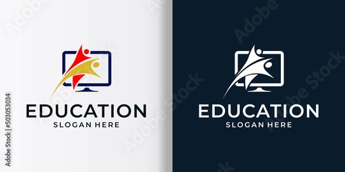 online class logo premium vector