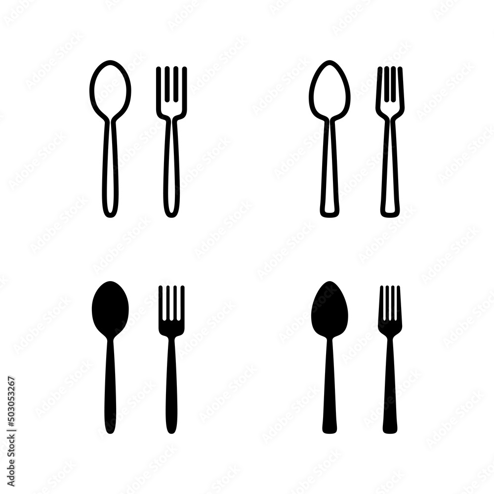 spoon and fork icons vector. spoon, fork and knife icon vector. restaurant sign and symbol spoon and fork icons vector. spoon, fork and knife icon vector. restaurant sign and symbol