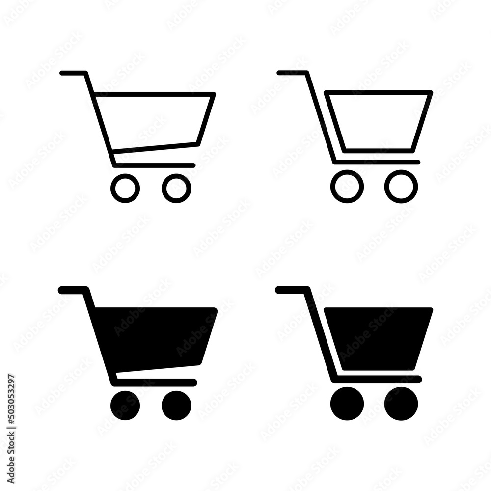 Shopping icons vector. Shopping cart sign and symbol. Trolley icon Shopping icons vector. Shopping cart sign and symbol. Trolley icon