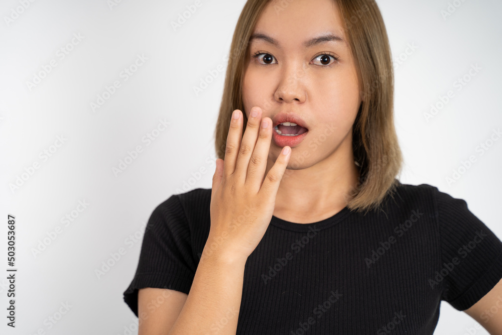 portrait of young asian woman feeling shocked and suprised over isolated background portrait of young asian woman feeling shocked and suprised over isolated background