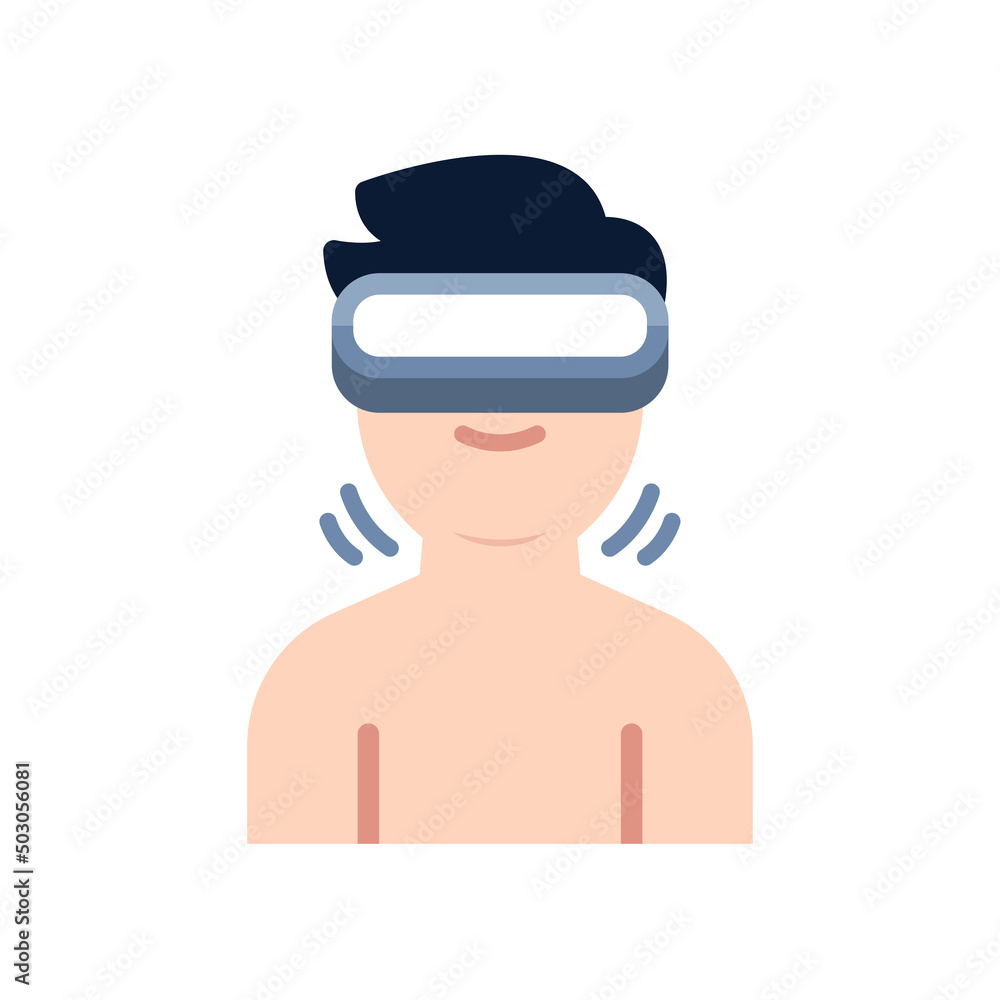 A Man wearing Virtual Reality Glasses and Look up, icon, Vector, Illustration. A Man wearing Virtual Reality Glasses and Look up, icon, Vector, Illustration.