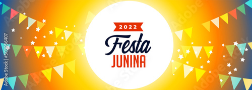 festa junina colors banner with party flags garland