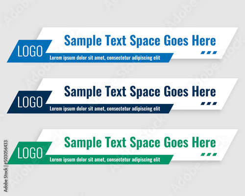 lower third banner template in three colors