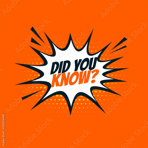 comic style did you know orange banner design
