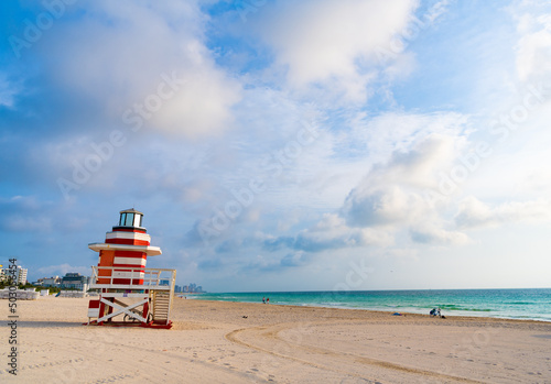 lifeguard tower on summer seaside in miami. copy space © be free