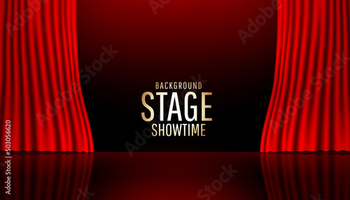 theater stage with red realistic curtains