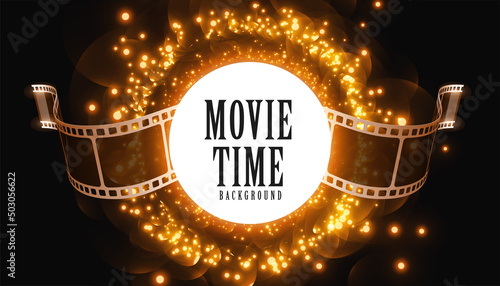 film strip on sparkling golden background
