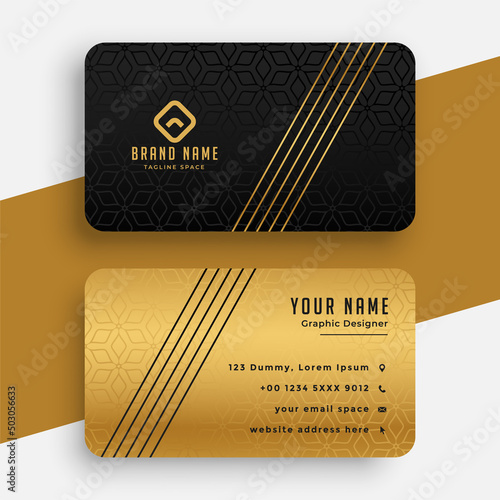 black and golden business card template with lines