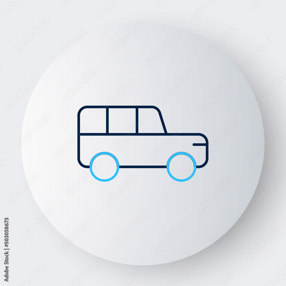 Line Safari car icon isolated on white background. Colorful outline concept. Vector Line Safari car icon isolated on white background. Colorful outline concept. Vector