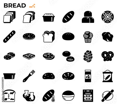 bread and baking icon set.