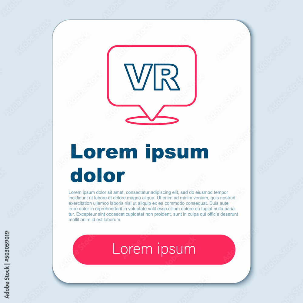 Obraz premium Line Virtual reality icon isolated on grey background. Futuristic VR head-up display design. Colorful outline concept. Vector
