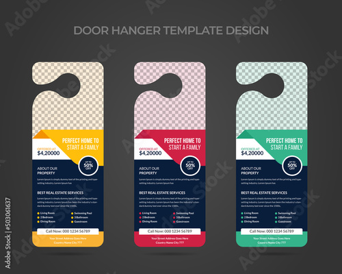 Real estate agency business door hanger template design