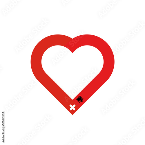 heart outline icon of switzerland and albania flags. vector illustration isolated on white background