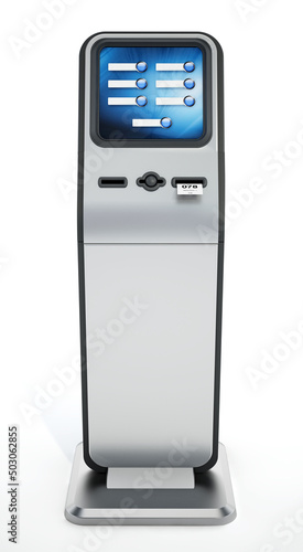 Ticketing kiosk isolated on white background. 3D illustration
