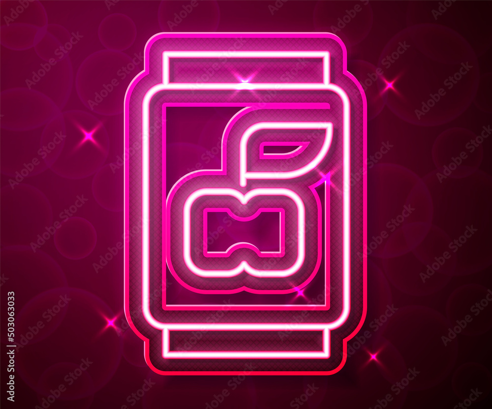 Glowing neon line Soda can icon isolated on red background. Vector Glowing neon line Soda can icon isolated on red background. Vector