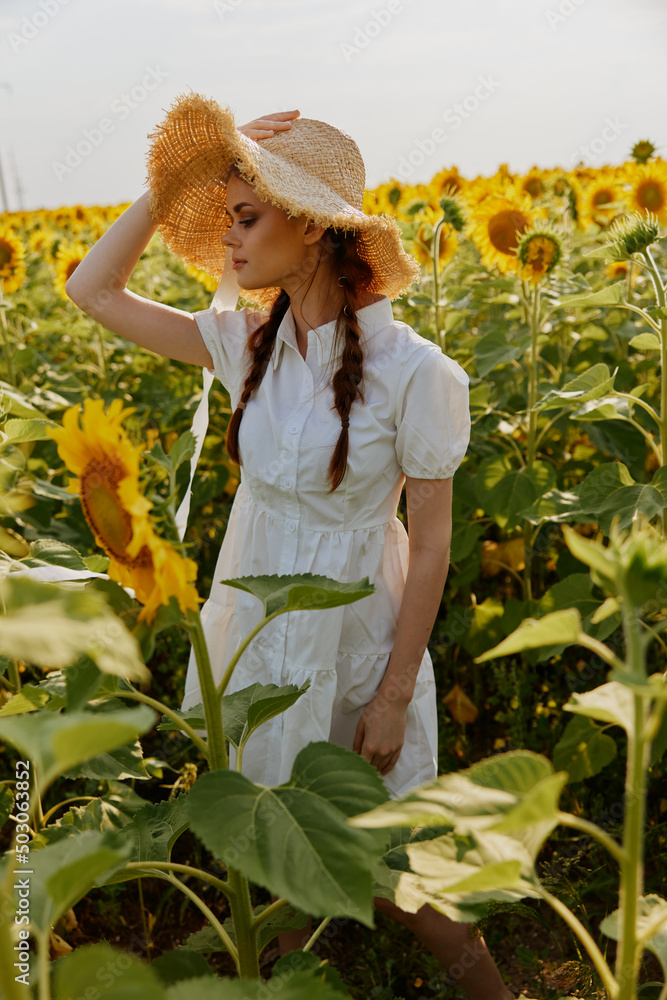 beautiful sweet girl in a field of sunflowers lifestyle countryside