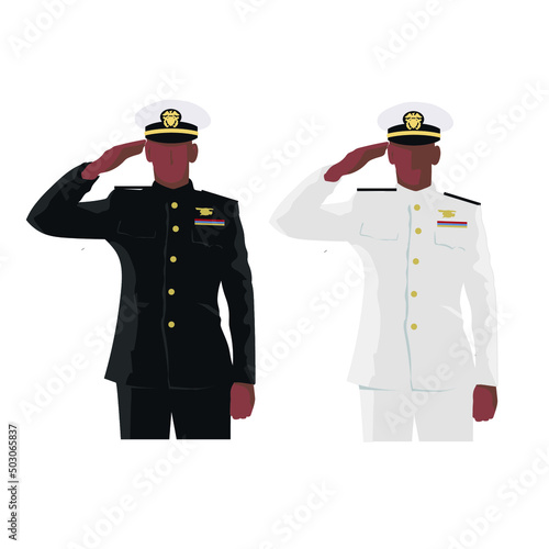 Vector design of army soldiers saluting with a white background