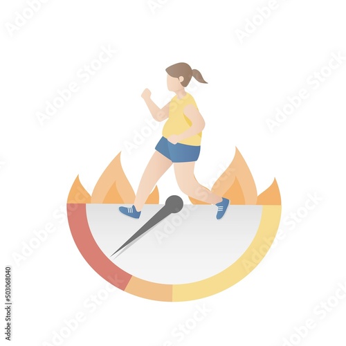 Calories exercise calculate to lose weight,fat woman in sport wear Fitness and running,Calories burned routine activity,Healthy Lifestyle,Vector illustration.