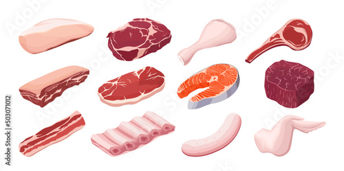 Meat icons. Meat Realistic vector collection.