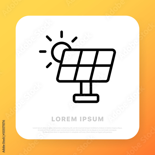 Solar battery line icon. Green energy, solar cell. Save the planet concept. Line icon style. Vector line icon for Business and Advertising