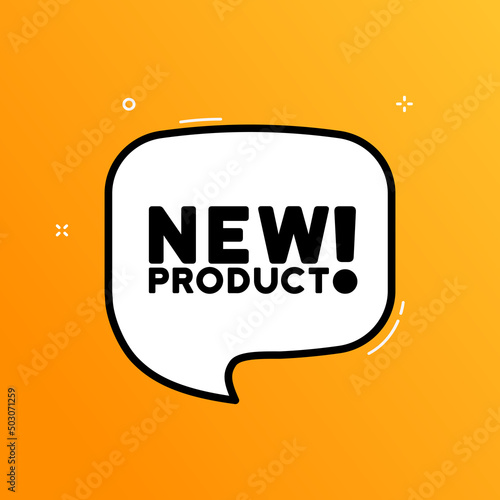 Speech bubble with new product text. Boom retro comic style. Pop art style. Vector line icon for Business and Advertising