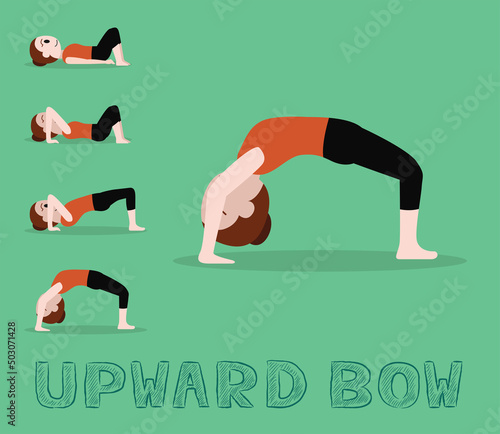 Yoga Tutorial Upward Bow Pose Cute Cartoon Vector Illustration
