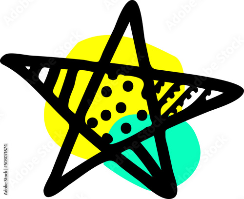 Hand drawn colorful abstract star shape