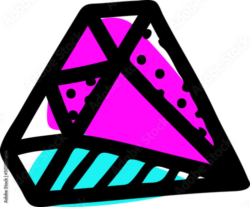 Hand drawn colorful abstract diamond shape
