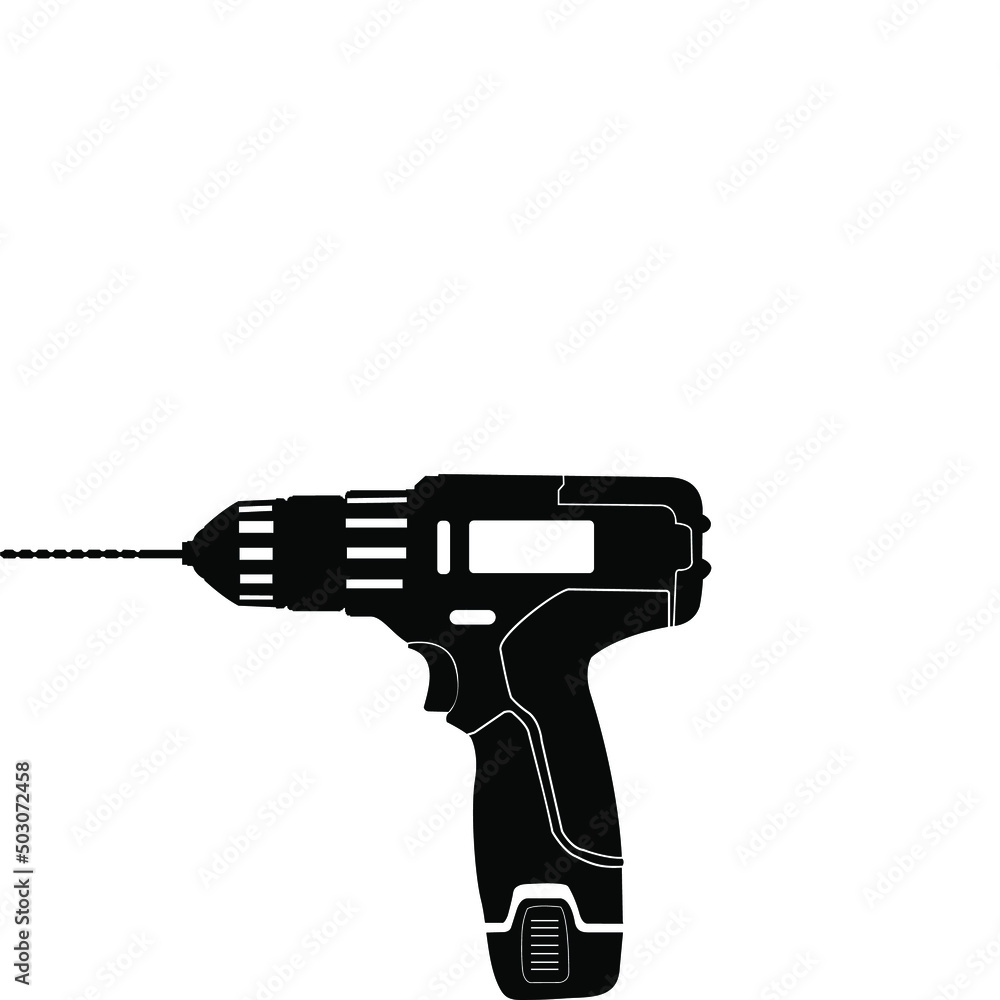 Electric cordless hand drill silhouette 