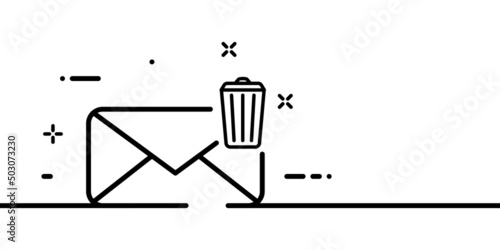 Delete message line icon. Garbage, spam bin. Letter, notification, mail. Email concept. One line style. Vector line icon for Business and Advertising