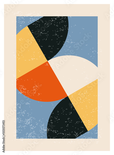 Minimal 20s geometric design poster, vector template with primitive shapes