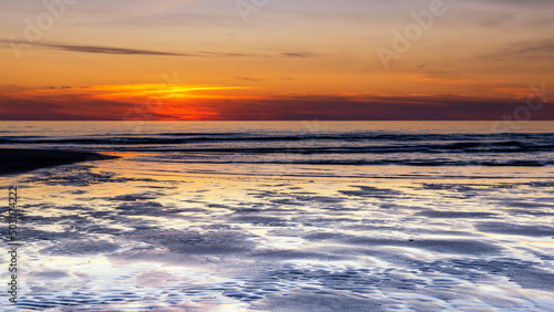 D  nemark - Hvide Sande  Strand bei Sonnenuntergang