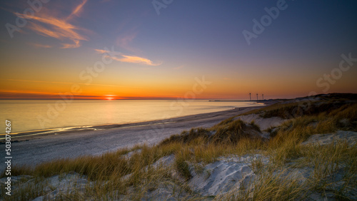 D  nemark - Hvide Sande  Strand bei Sonnenuntergang