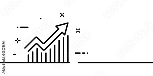 Stonks line icon. Up arrow chart, income, profit, analytics. Data analysis concept. One line style. Vector line icon for Business and Advertising