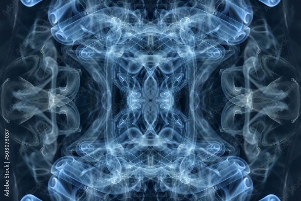 Obraz premium abstract graphics black blue fractal reflection symbol, design effect meditation background