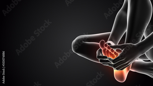 Human having pain in feet	 photo