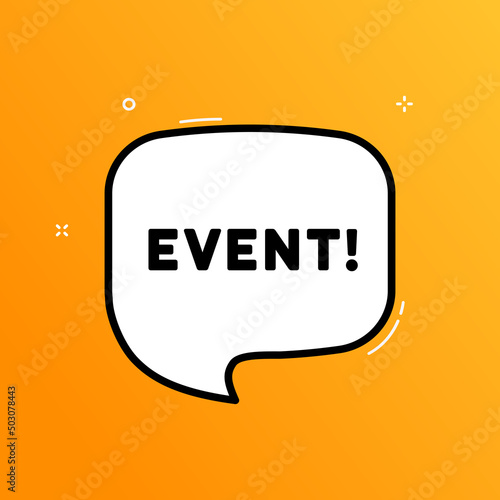 Speech bubble with event text. Boom retro comic style. Pop art style. Vector line icon for Business and Advertising