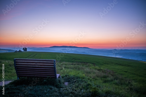 bench in the morning