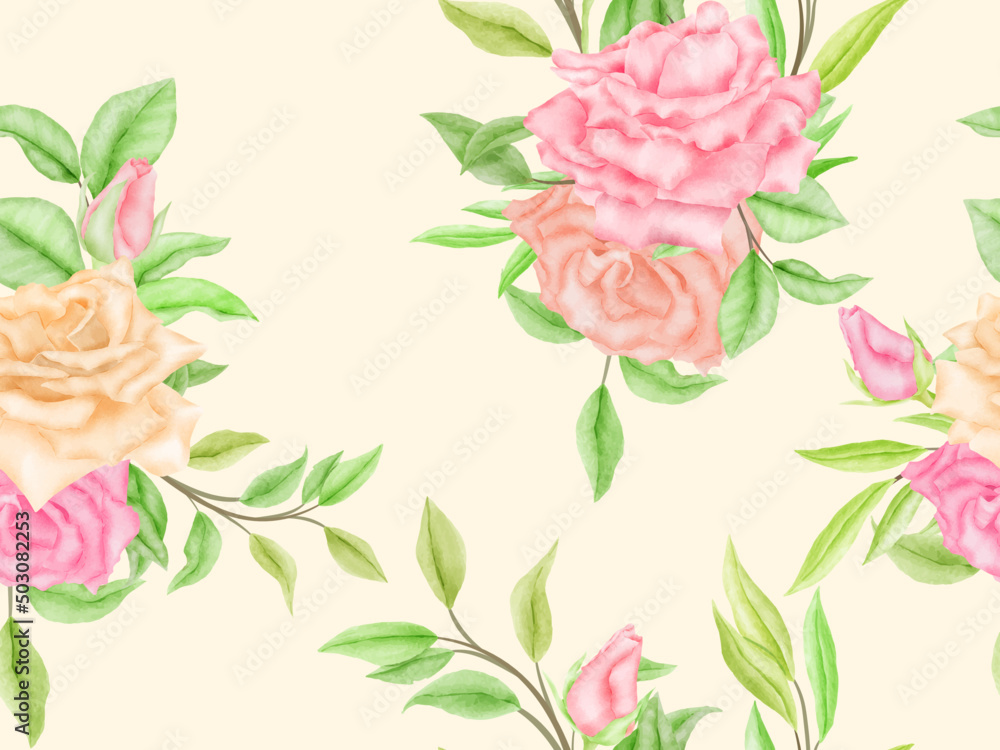 Seamless Pattern with Floral Watercolor