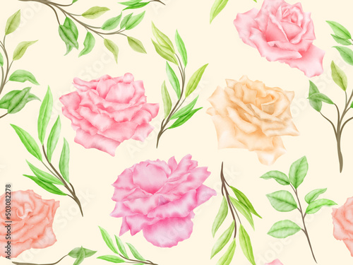 Seamless Pattern with Floral Watercolor
